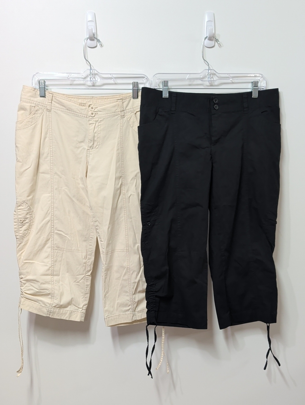 Duo Maternity Cropped Capri Cargo Pants Bundle (Black & Khaki)